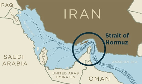 Map of the Strait of Hormuz region